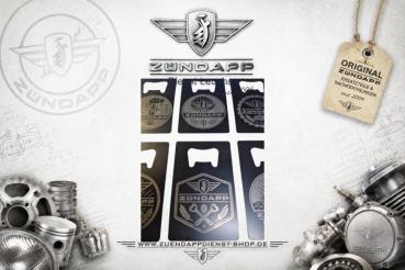 Preview: Zündapp Kultöffner 6er-Set – Edelstahl Flaschenöffner im Scheckkartenformat – 6 exklusive Retro-Motive – Schwarz